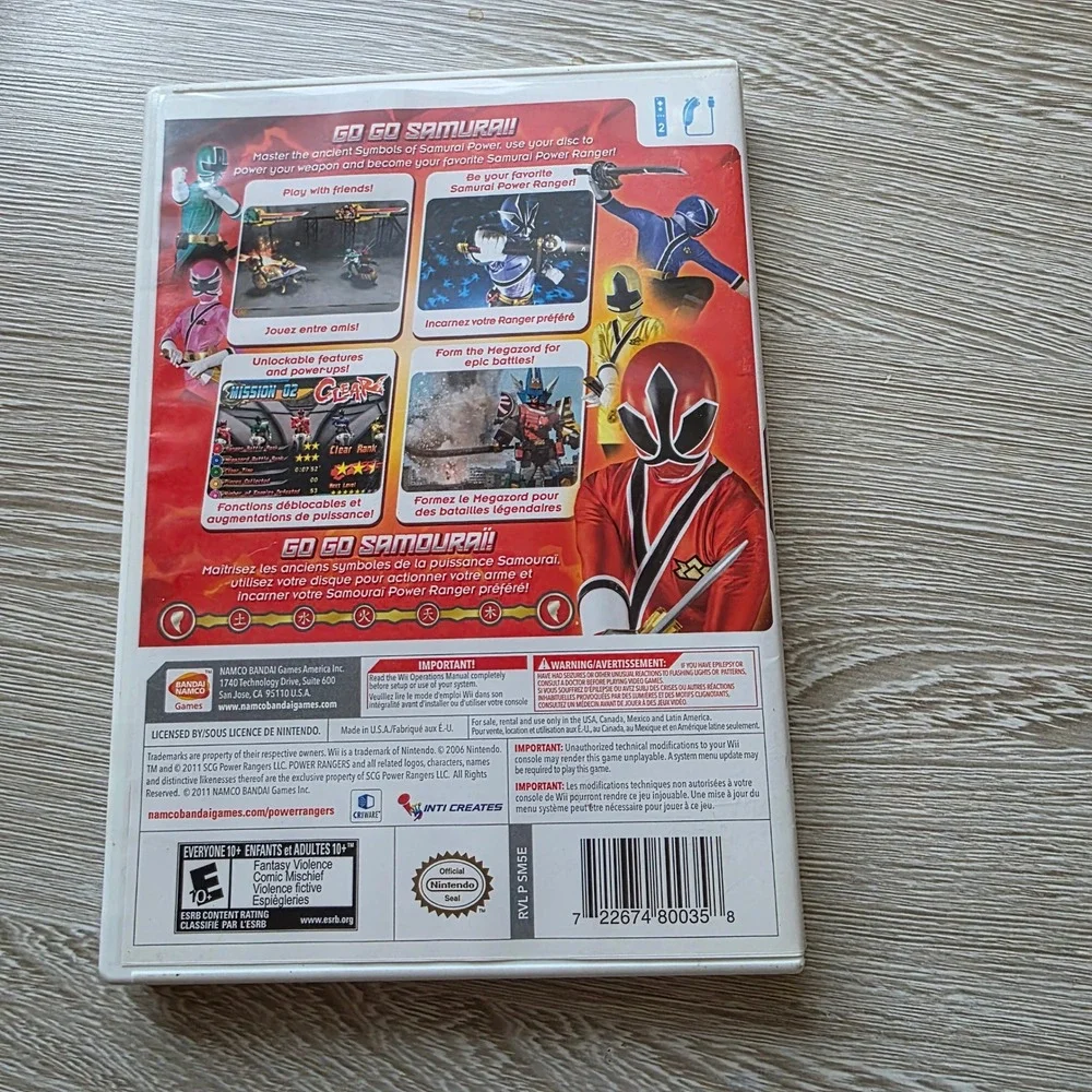 Saban's Power Rangers Samurai‎ Video Game for Nintendo Wii Complete